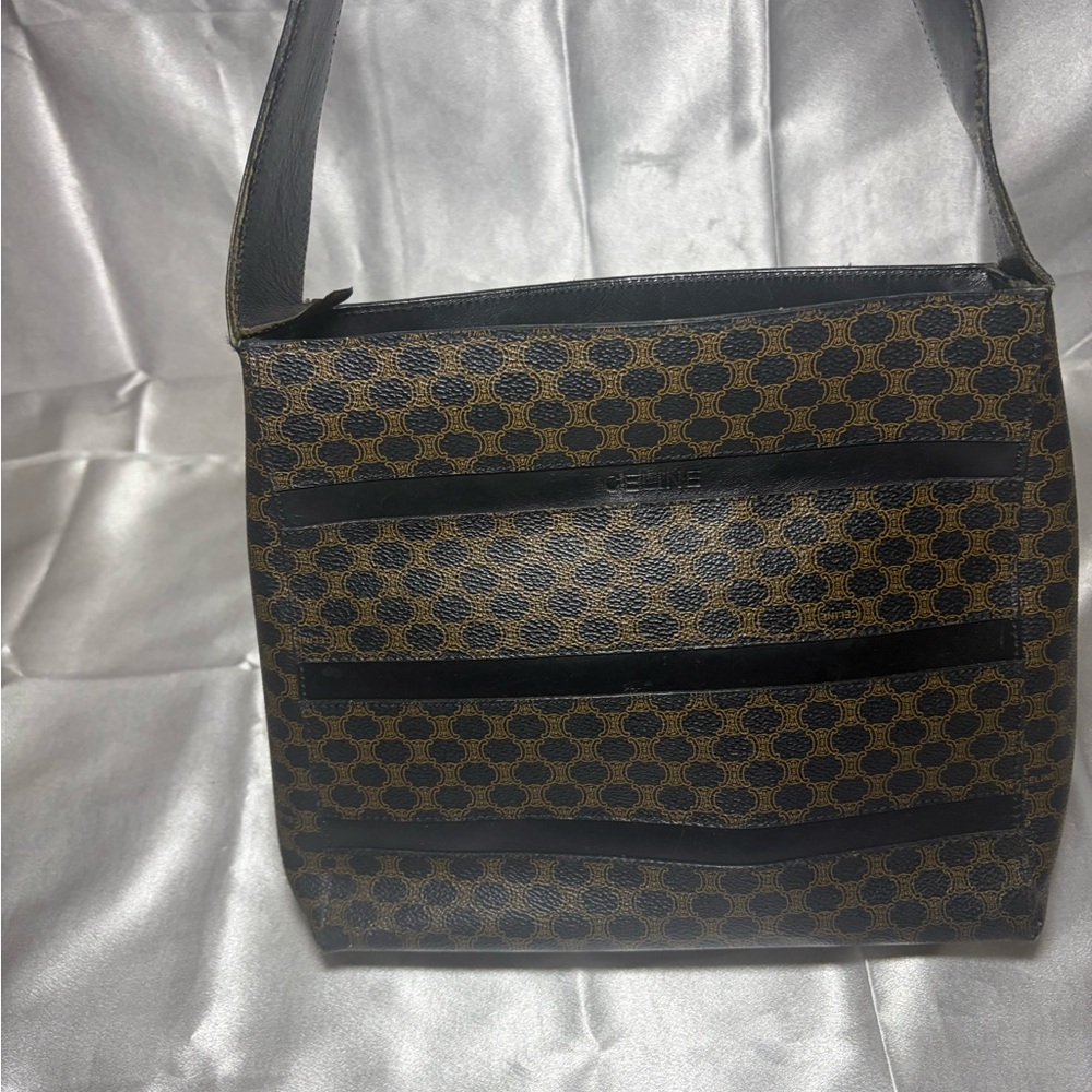 Celine Black and Brown Patterned Messenger Bag